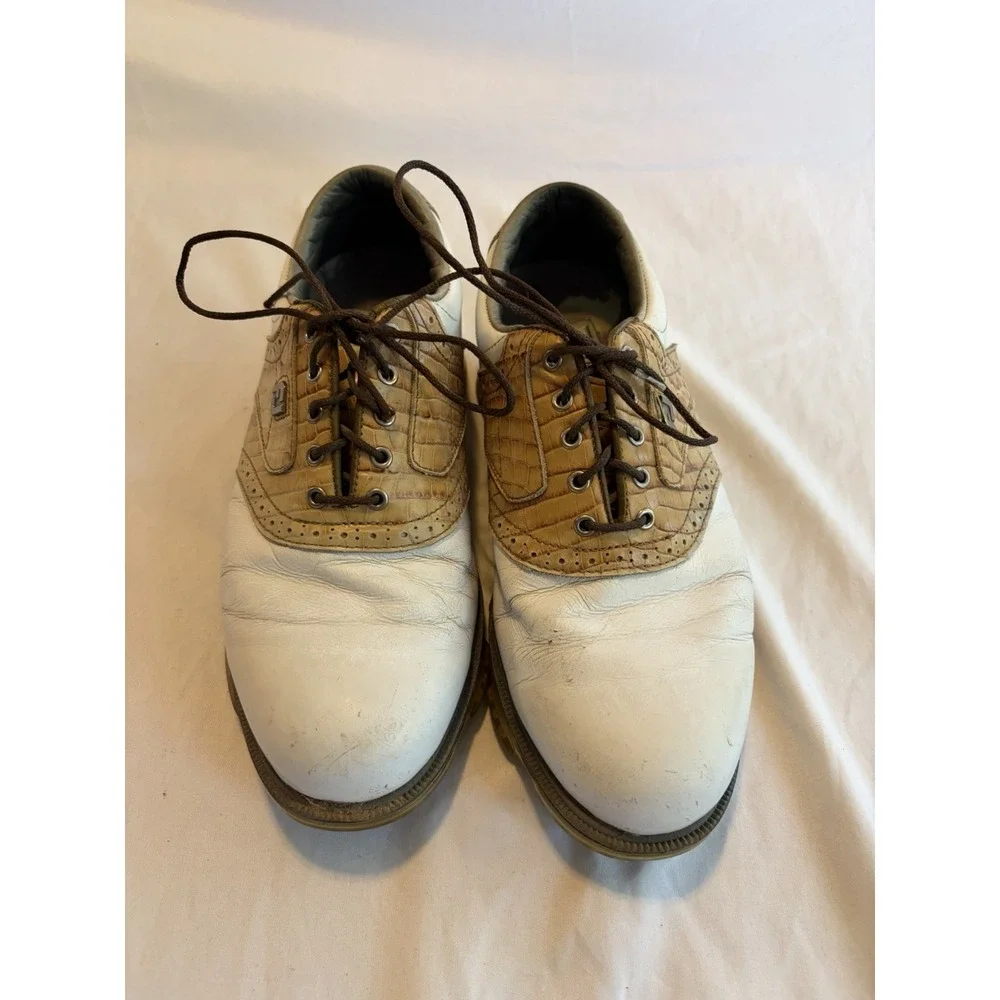 Footjoy Dryjoys Tour Golf Shoes Men's 7 XW Extra Wide Leather Waterproof 53677